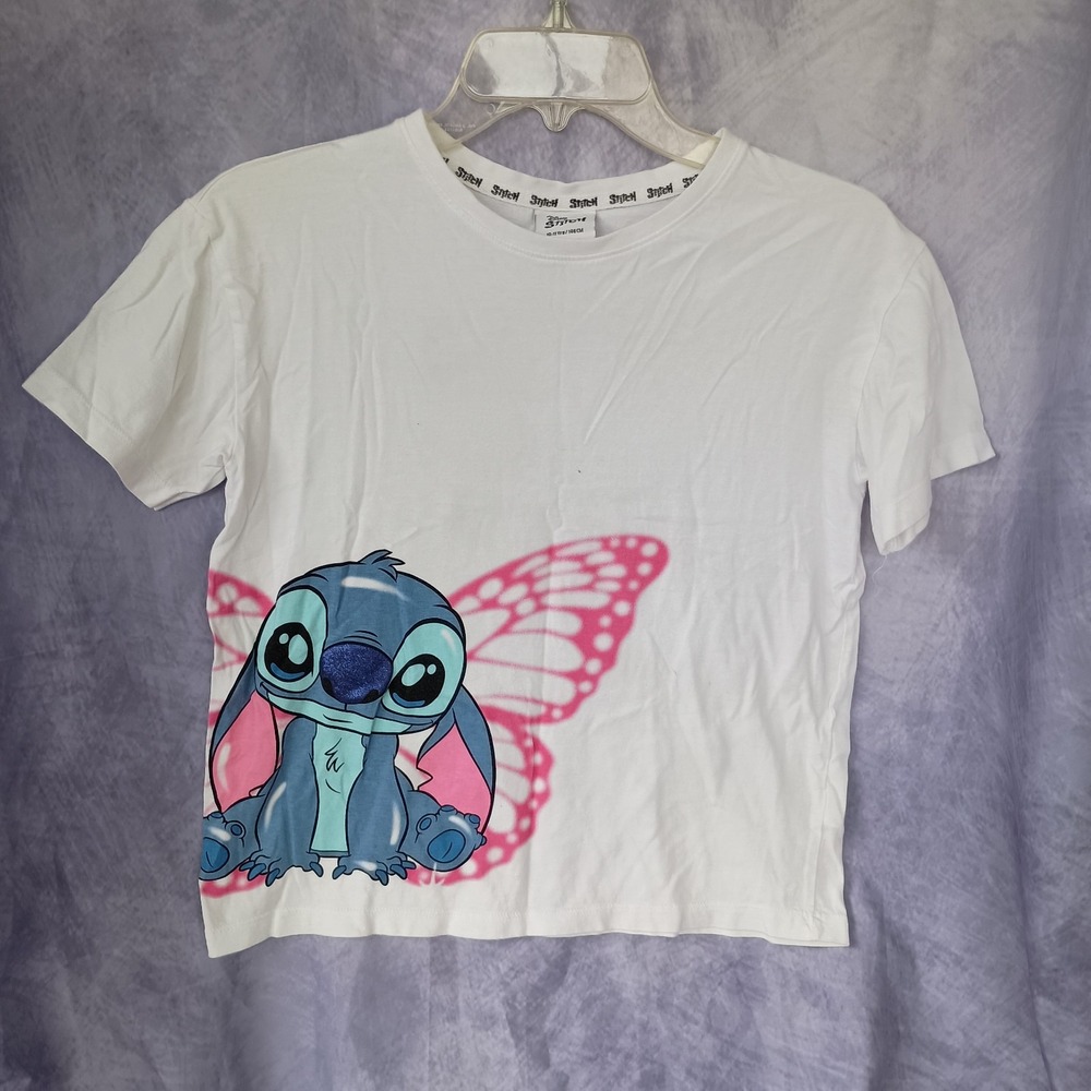Disney Stitch Fairy Wings Graphic Tee Youth White Lilo & Stitch